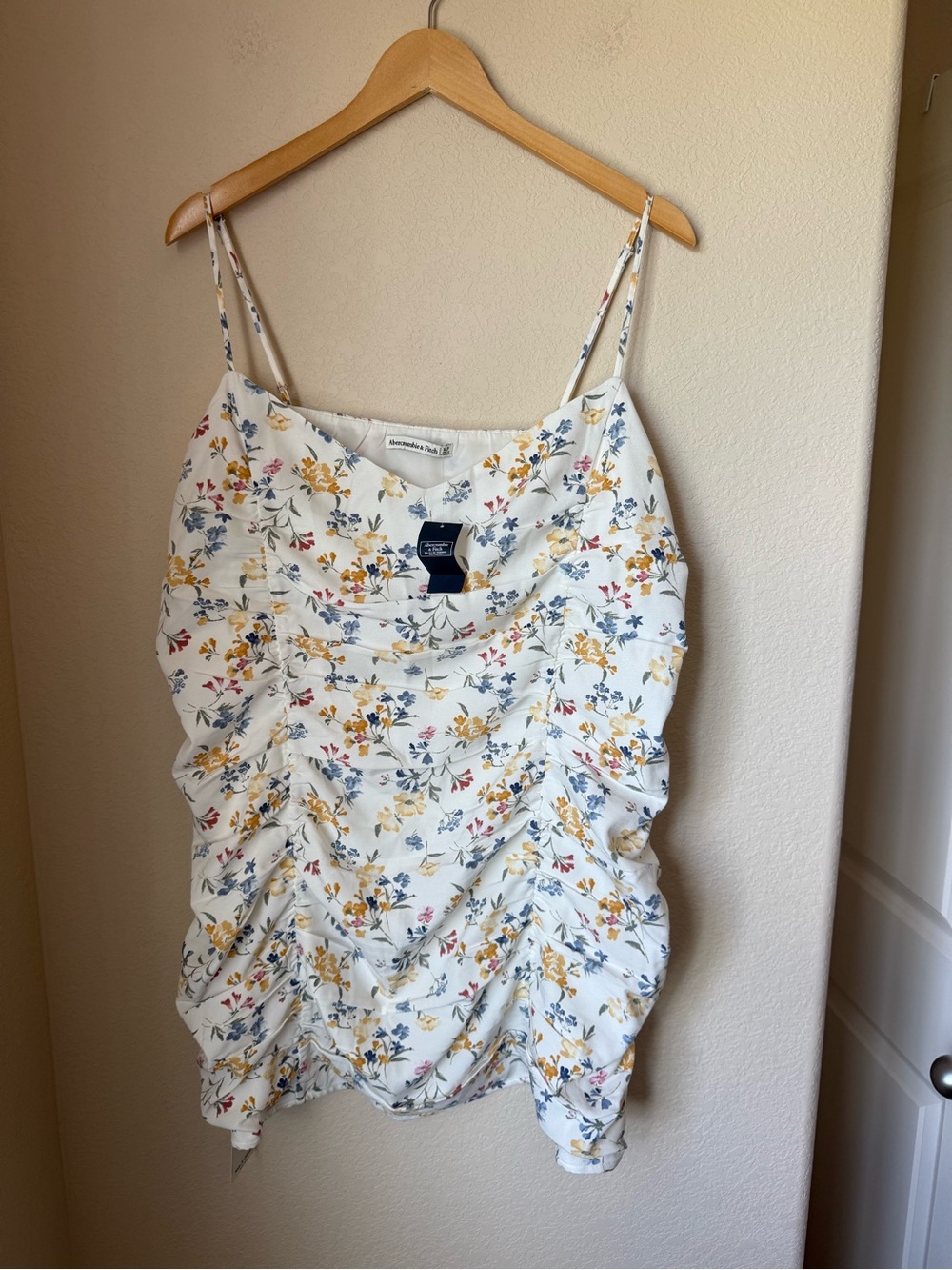Abercrombie & Fitch Floral Ruched Mini Dress XL Petite NWT